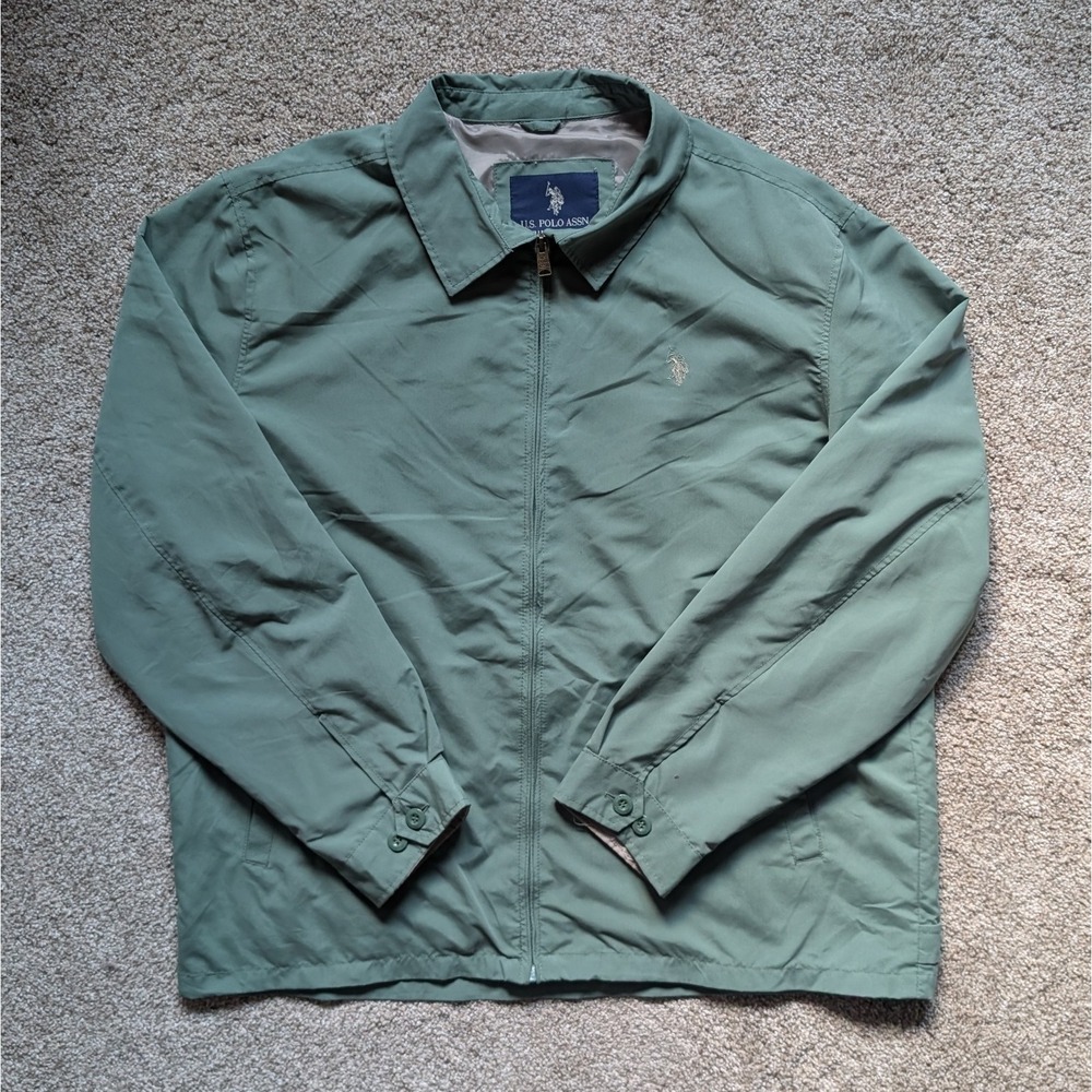 US Polo Assn Mens XXL Lightweight Golf Casual Jacket Green Classic Old Money